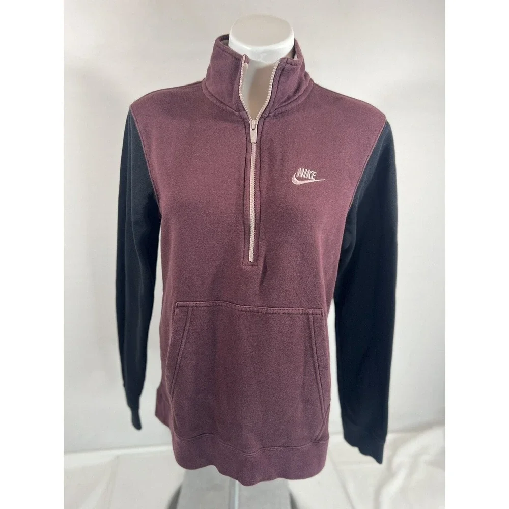 Nike Quarter Zip Pullover Womens Small Maroon Athleisure Streetwear‎